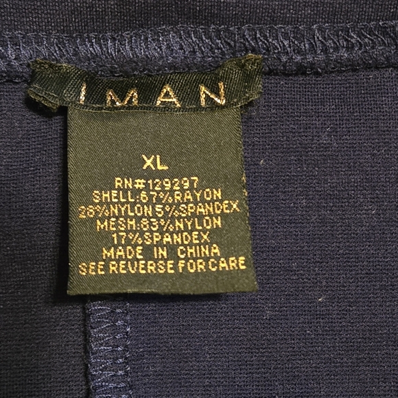 IMAN Navy Blue Pencil Skirt Women's XL Gold Back Buttons Embellishment Preppy - Picture 7 of 10